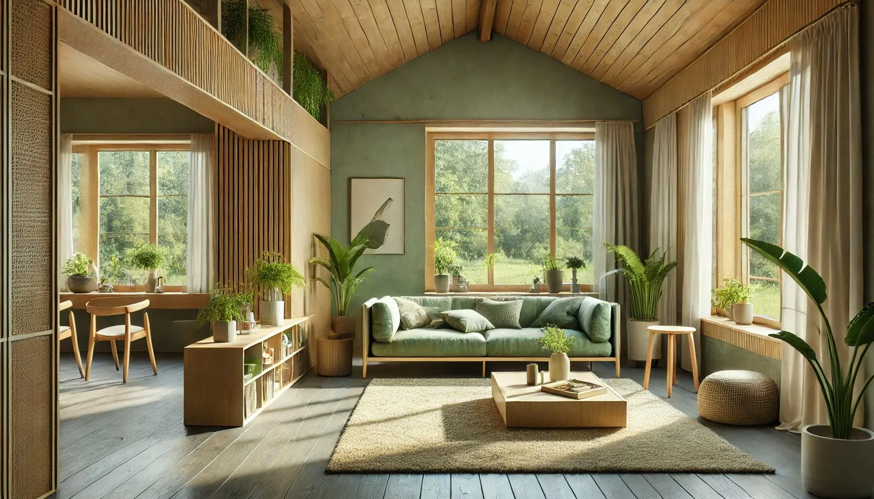 Comfortable living room with generous daylight and energy-conscious design cues